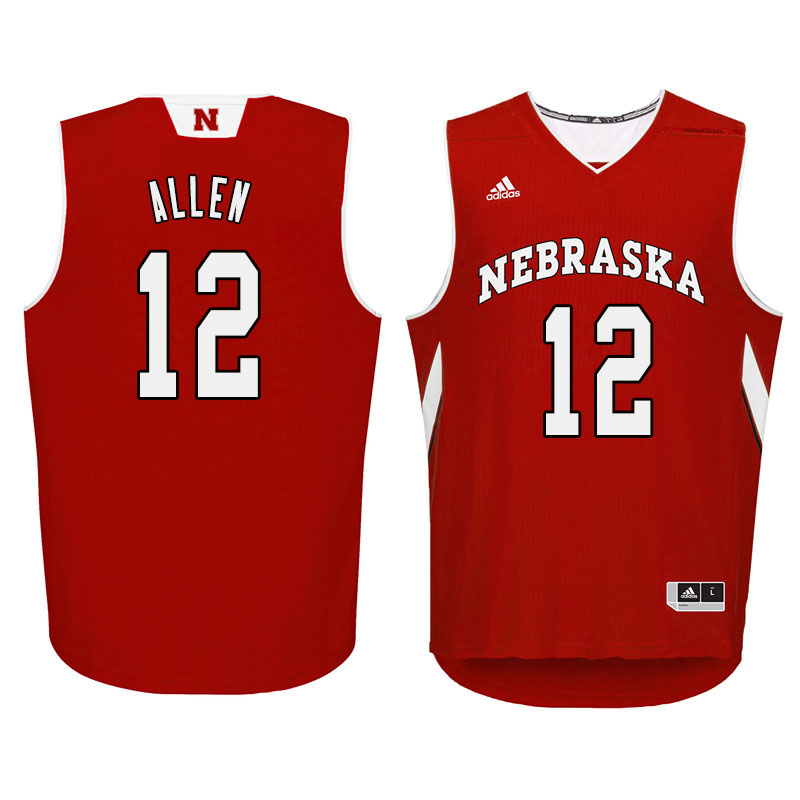 Men Nebraska Cornhuskers #12 Thomas Allen College Basketball Jersyes Sale-Red - Click Image to Close